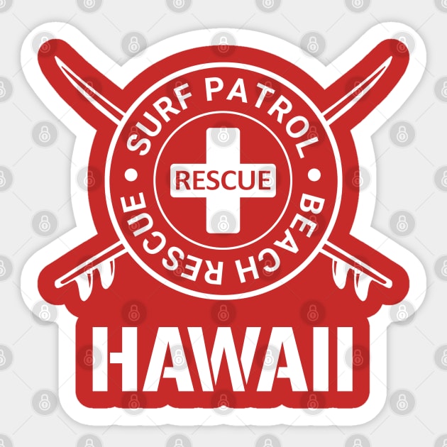 Hawaii - Surf Patrol and Beach Rescue Sticker by robotface